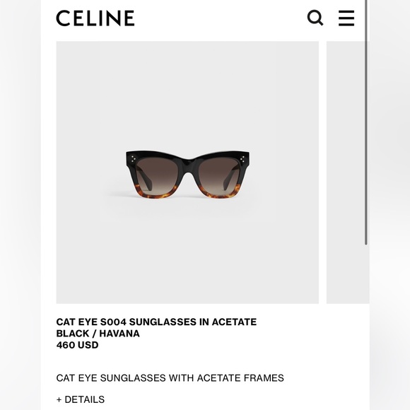 CELINE CAT EYE S004 SUNGLASSES IN ACETATE
DARK GREEN / HAVANA - Picture 8 of 10